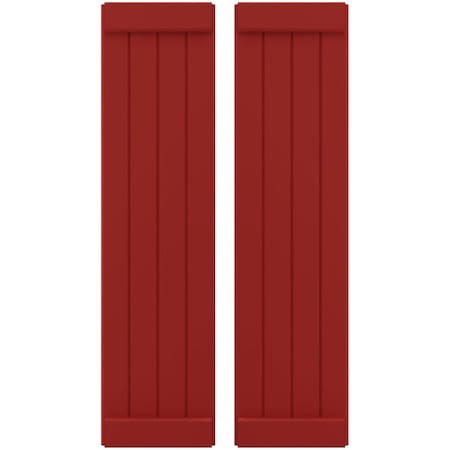 Americraft 4-Board Exterior Wood Joined Board-n-Batten Shutters W/ End Batten, ARW103BB414X31BRH